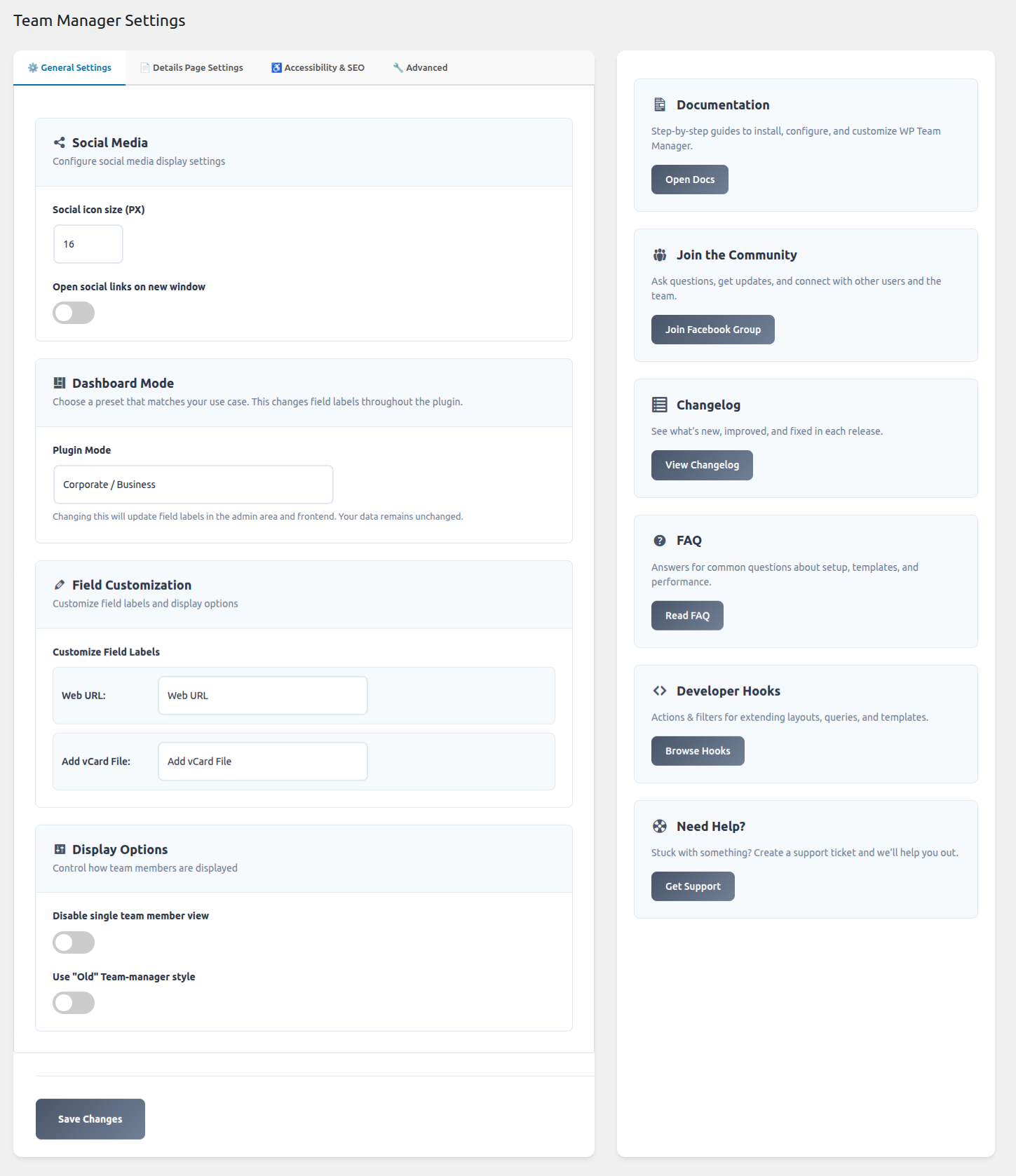 General Settings - WordPress Team Manager – Showcase Team Members