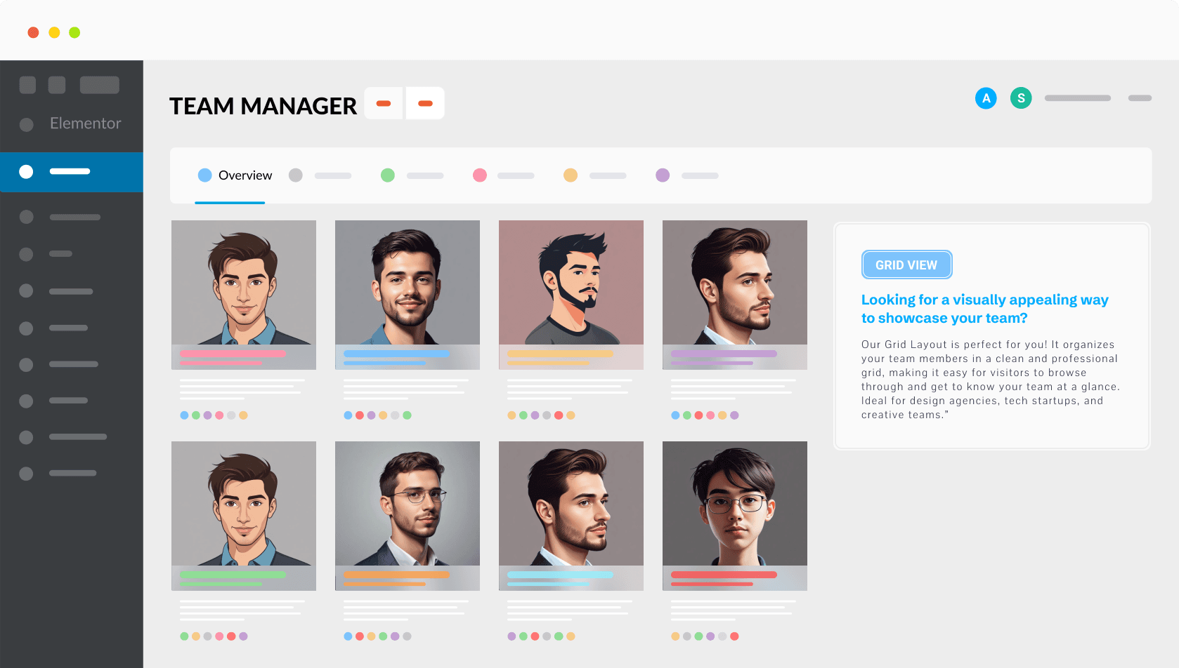 Team Manager Grid Layout