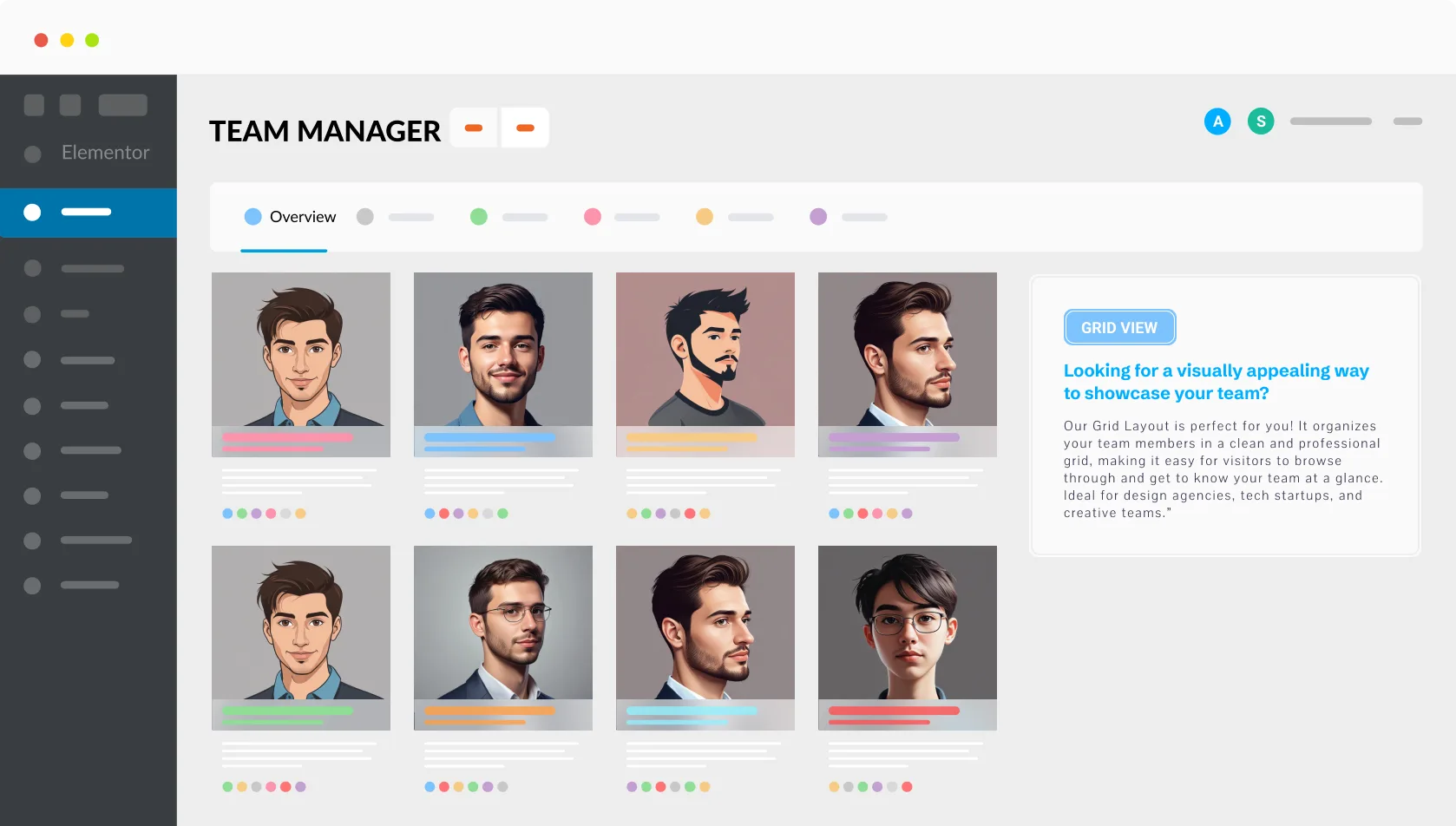 Team Manager Grid Layout