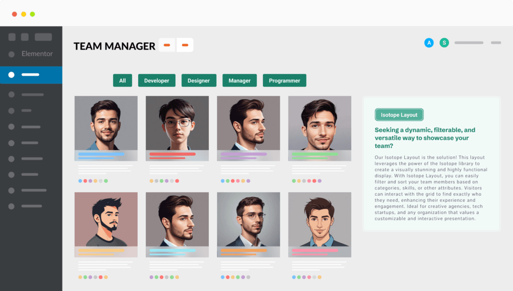 WordPress Team Manager isotope layout